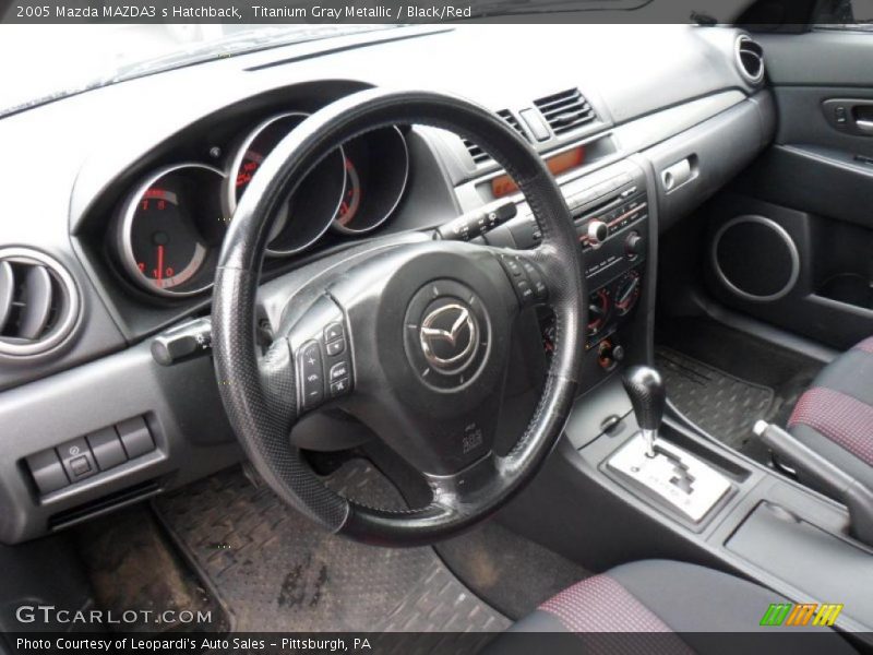 Titanium Gray Metallic / Black/Red 2005 Mazda MAZDA3 s Hatchback