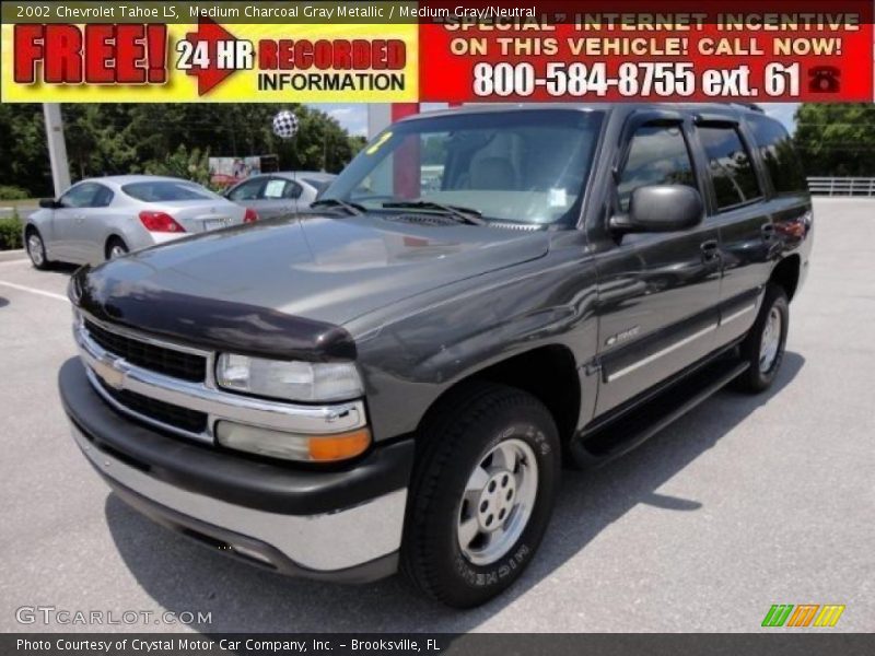 Medium Charcoal Gray Metallic / Medium Gray/Neutral 2002 Chevrolet Tahoe LS