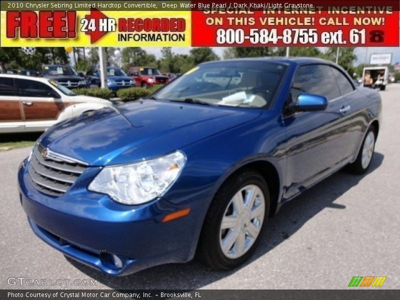 Deep Water Blue Pearl / Dark Khaki/Light Graystone 2010 Chrysler Sebring Limited Hardtop Convertible