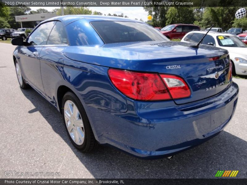 Deep Water Blue Pearl / Dark Khaki/Light Graystone 2010 Chrysler Sebring Limited Hardtop Convertible