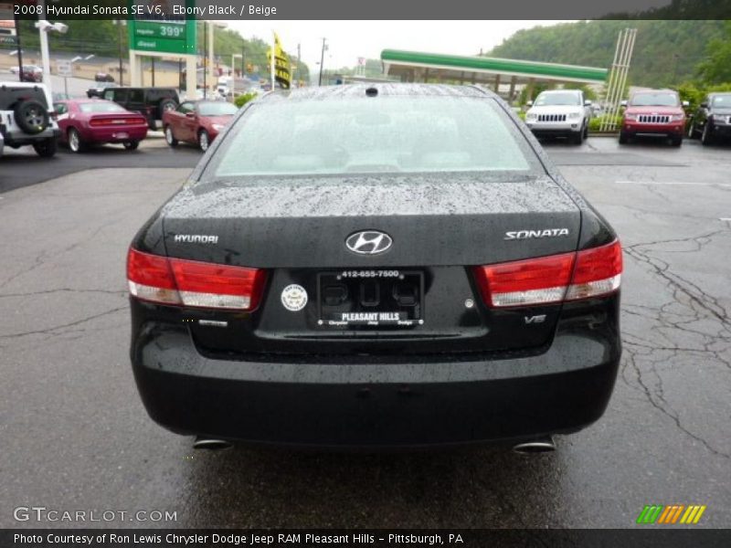 Ebony Black / Beige 2008 Hyundai Sonata SE V6