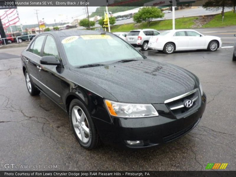 Ebony Black / Beige 2008 Hyundai Sonata SE V6