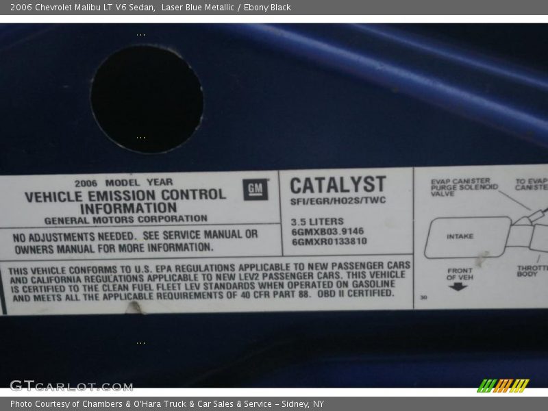 Laser Blue Metallic / Ebony Black 2006 Chevrolet Malibu LT V6 Sedan