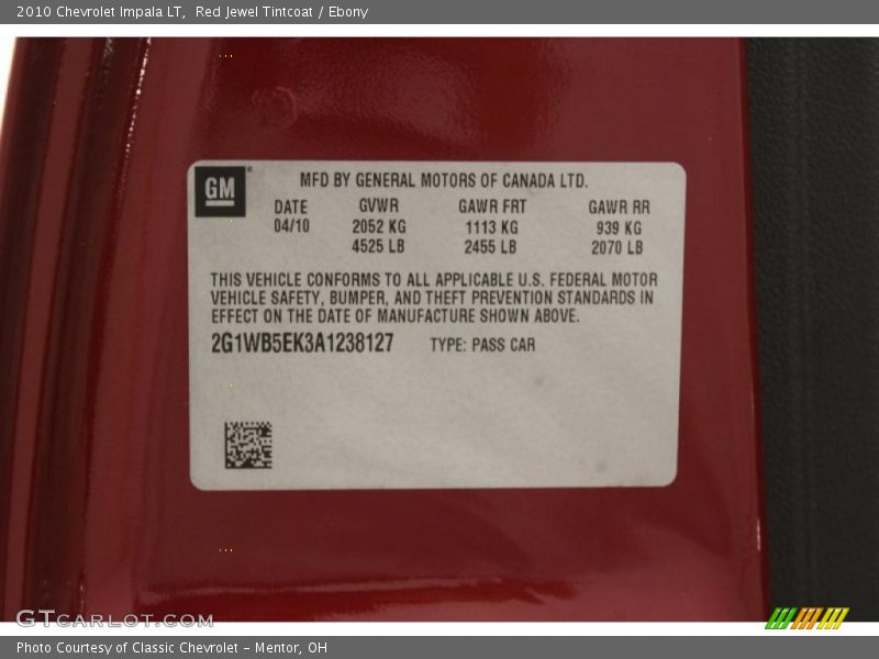 Red Jewel Tintcoat / Ebony 2010 Chevrolet Impala LT