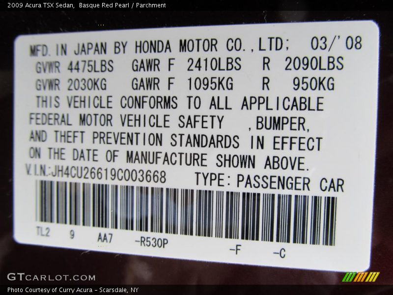 Basque Red Pearl / Parchment 2009 Acura TSX Sedan