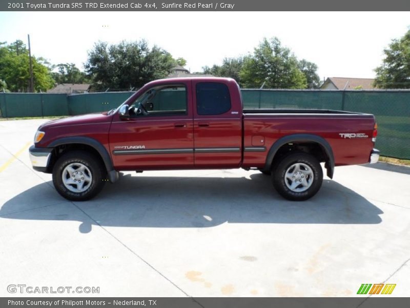 Sunfire Red Pearl / Gray 2001 Toyota Tundra SR5 TRD Extended Cab 4x4