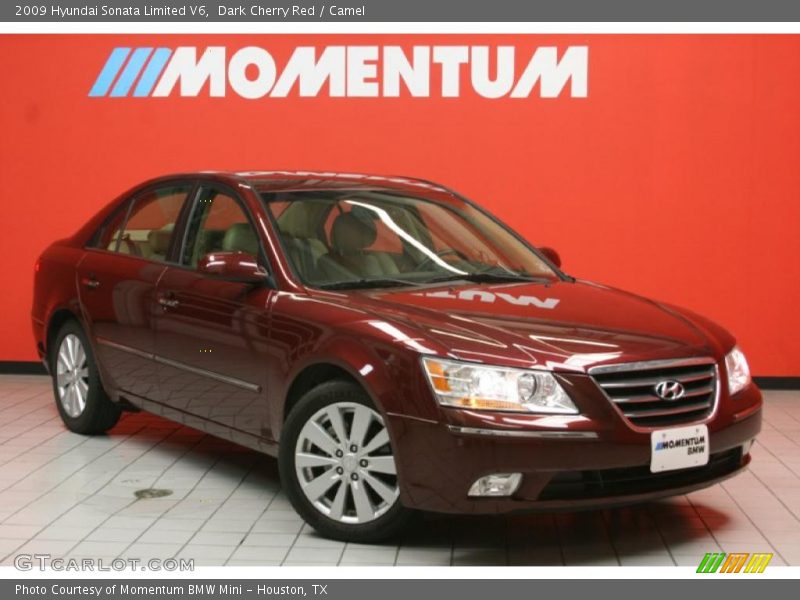 Dark Cherry Red / Camel 2009 Hyundai Sonata Limited V6