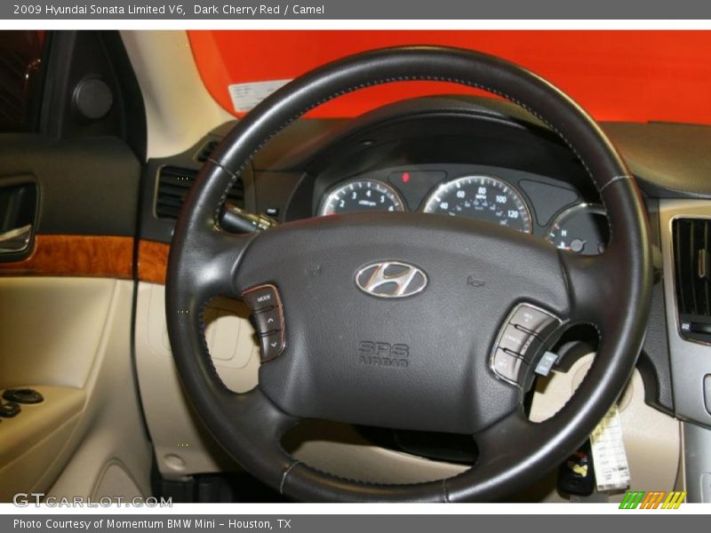 Dark Cherry Red / Camel 2009 Hyundai Sonata Limited V6