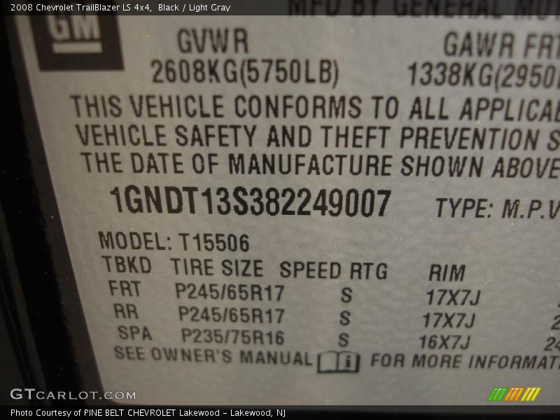 Black / Light Gray 2008 Chevrolet TrailBlazer LS 4x4