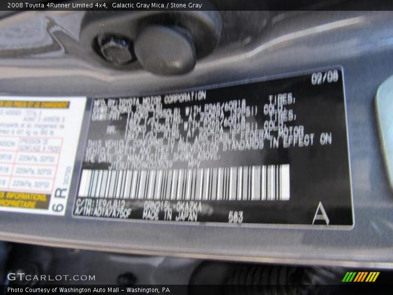 Galactic Gray Mica / Stone Gray 2008 Toyota 4Runner Limited 4x4