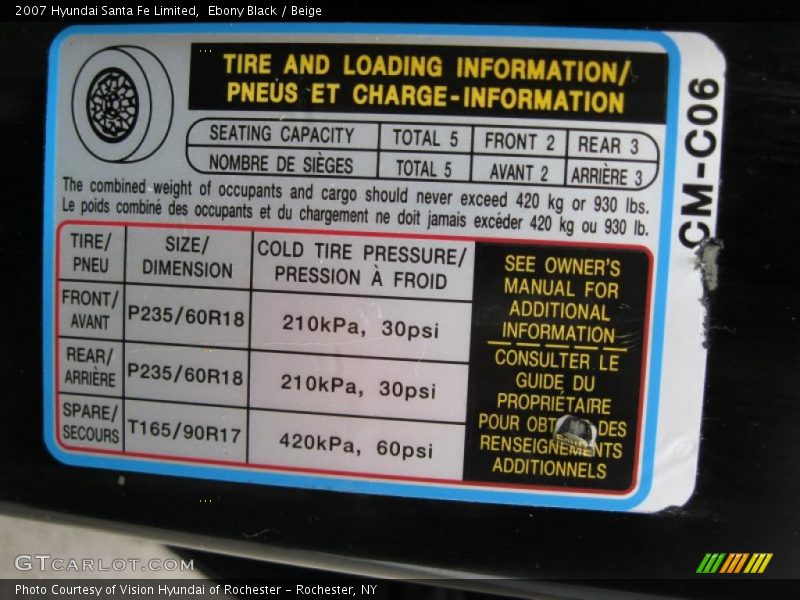 Ebony Black / Beige 2007 Hyundai Santa Fe Limited