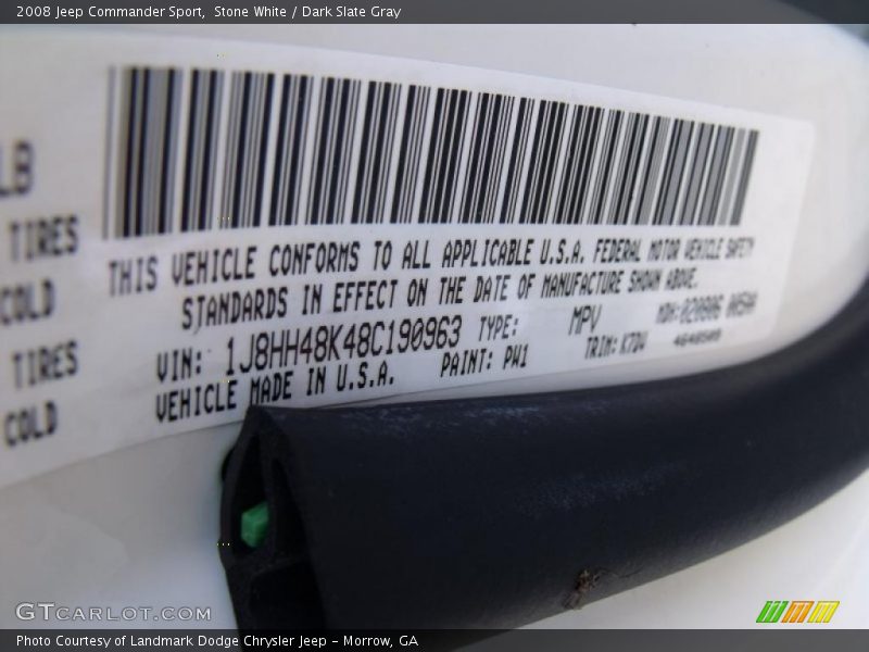 Stone White / Dark Slate Gray 2008 Jeep Commander Sport