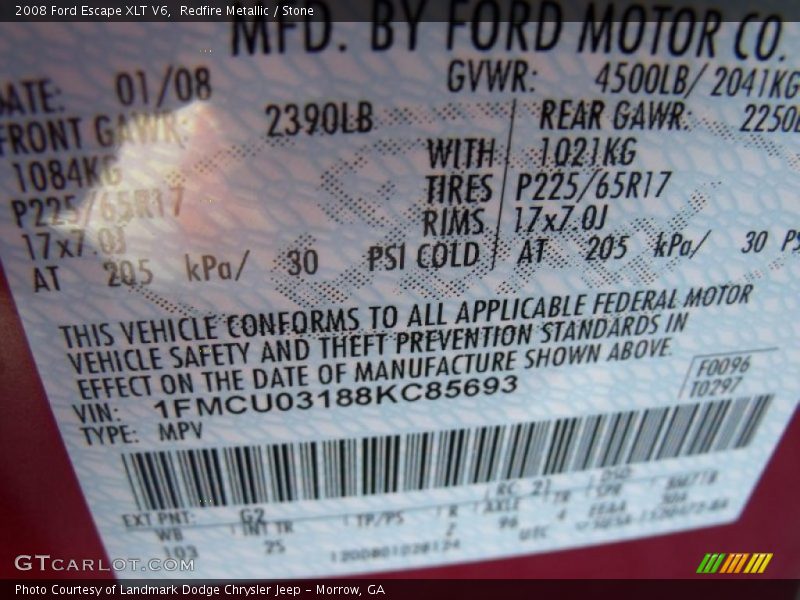 Redfire Metallic / Stone 2008 Ford Escape XLT V6