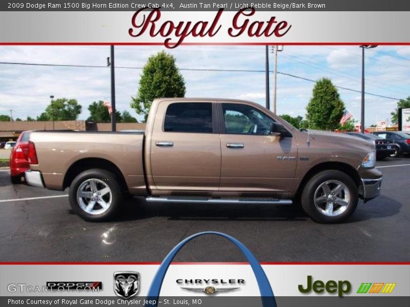 Austin Tan Pearl / Light Pebble Beige/Bark Brown 2009 Dodge Ram 1500 Big Horn Edition Crew Cab 4x4