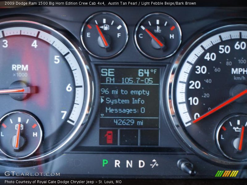 Austin Tan Pearl / Light Pebble Beige/Bark Brown 2009 Dodge Ram 1500 Big Horn Edition Crew Cab 4x4