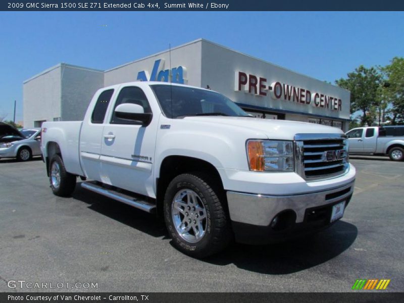 Summit White / Ebony 2009 GMC Sierra 1500 SLE Z71 Extended Cab 4x4