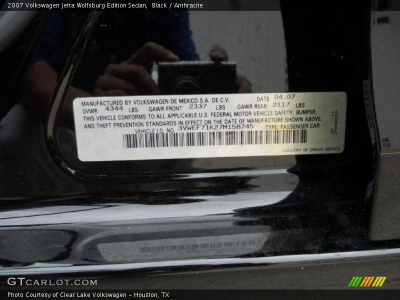 Black / Anthracite 2007 Volkswagen Jetta Wolfsburg Edition Sedan