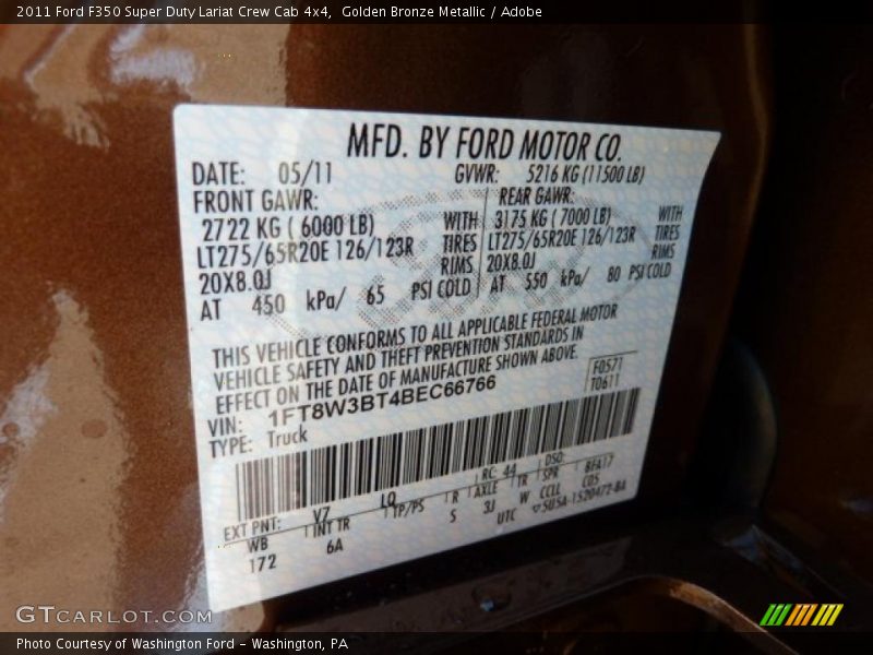 Golden Bronze Metallic / Adobe 2011 Ford F350 Super Duty Lariat Crew Cab 4x4