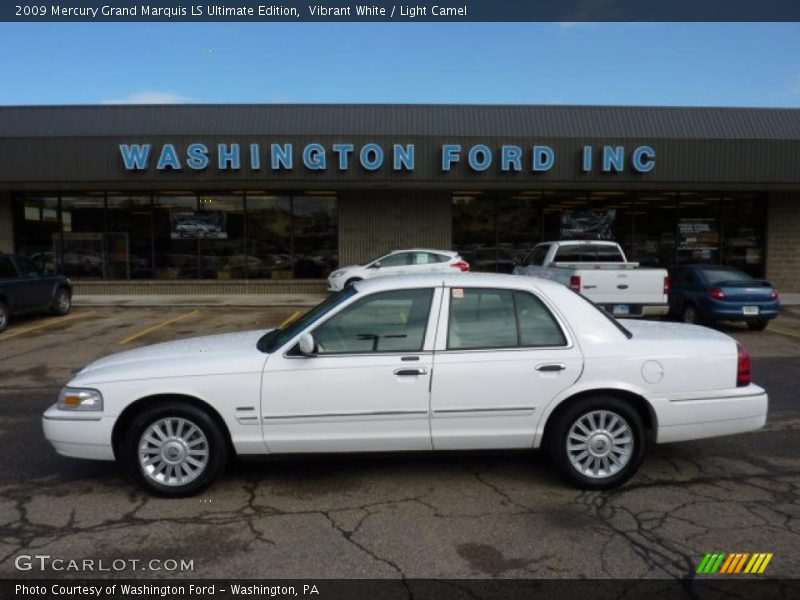 Vibrant White / Light Camel 2009 Mercury Grand Marquis LS Ultimate Edition