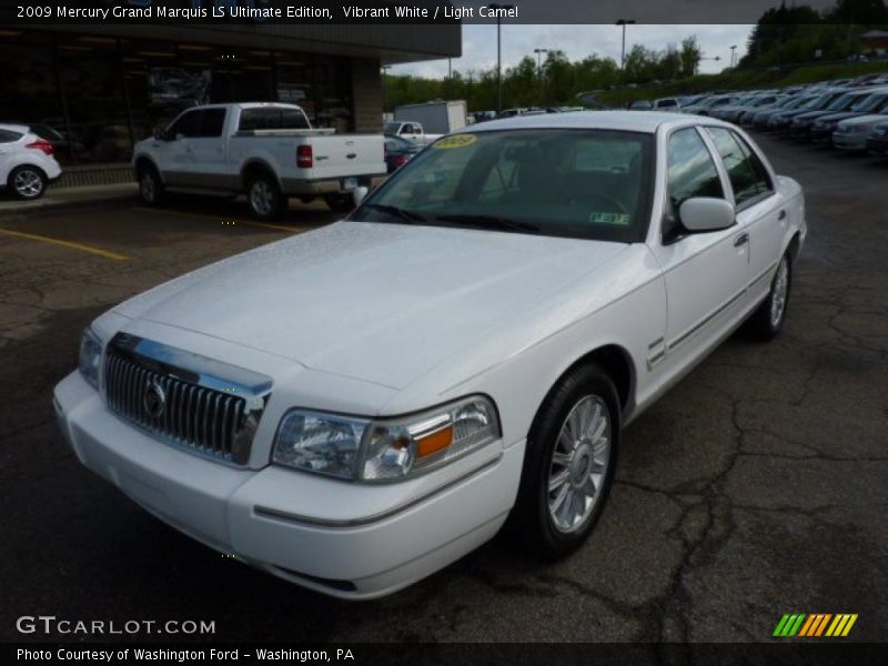 Vibrant White / Light Camel 2009 Mercury Grand Marquis LS Ultimate Edition