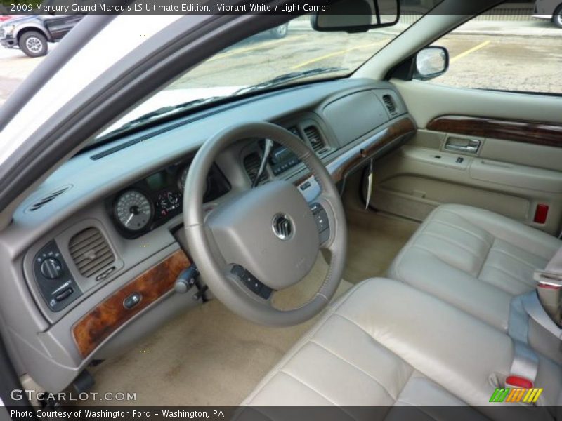 Vibrant White / Light Camel 2009 Mercury Grand Marquis LS Ultimate Edition