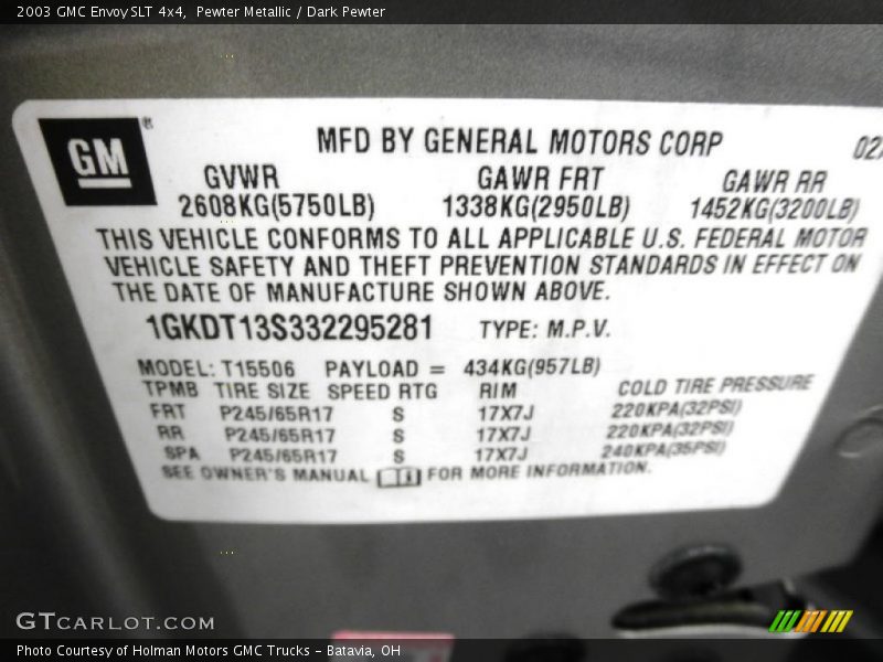 Pewter Metallic / Dark Pewter 2003 GMC Envoy SLT 4x4