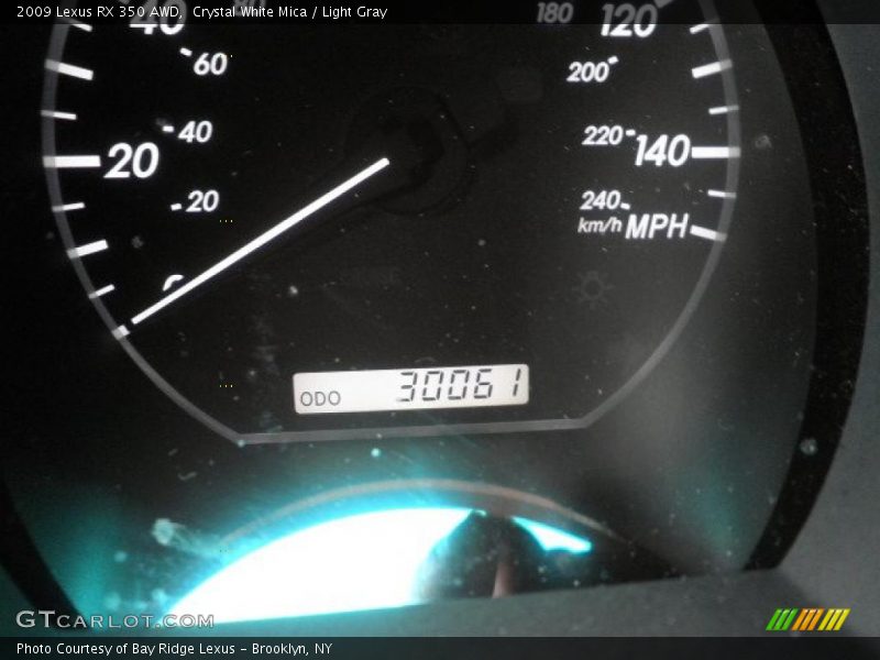 Crystal White Mica / Light Gray 2009 Lexus RX 350 AWD