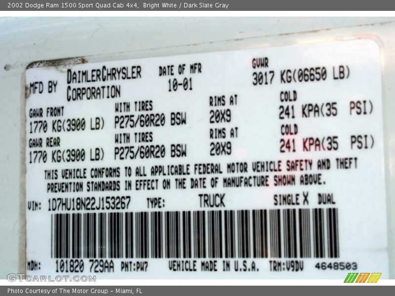 Bright White / Dark Slate Gray 2002 Dodge Ram 1500 Sport Quad Cab 4x4