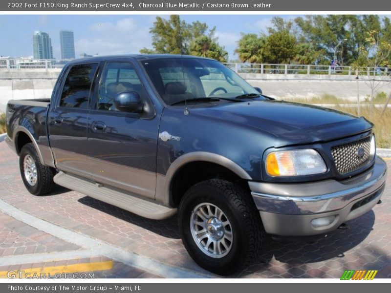 Charcoal Blue Metallic / Castano Brown Leather 2002 Ford F150 King Ranch SuperCrew 4x4
