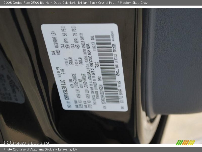 Brilliant Black Crystal Pearl / Medium Slate Gray 2008 Dodge Ram 2500 Big Horn Quad Cab 4x4