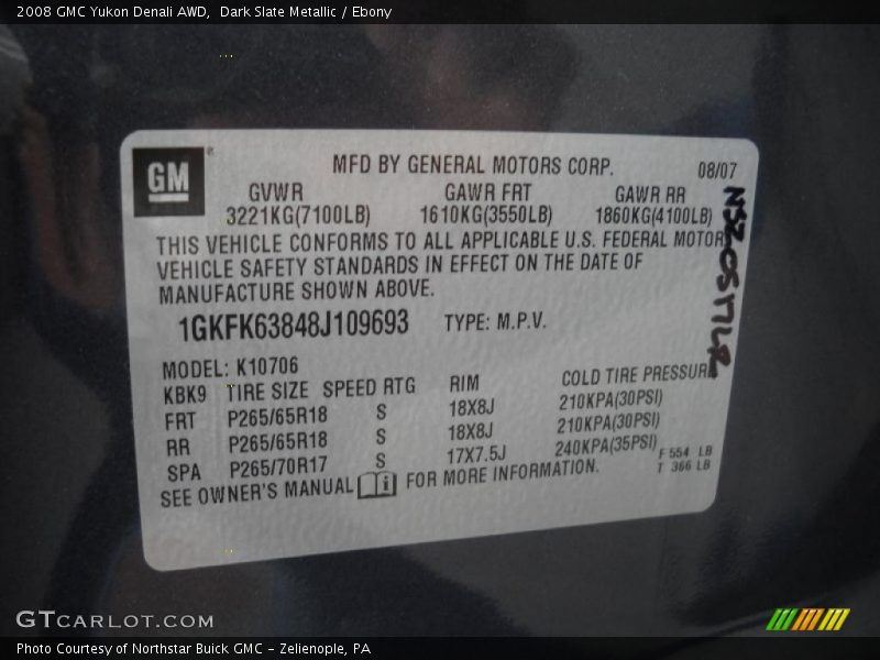 Dark Slate Metallic / Ebony 2008 GMC Yukon Denali AWD