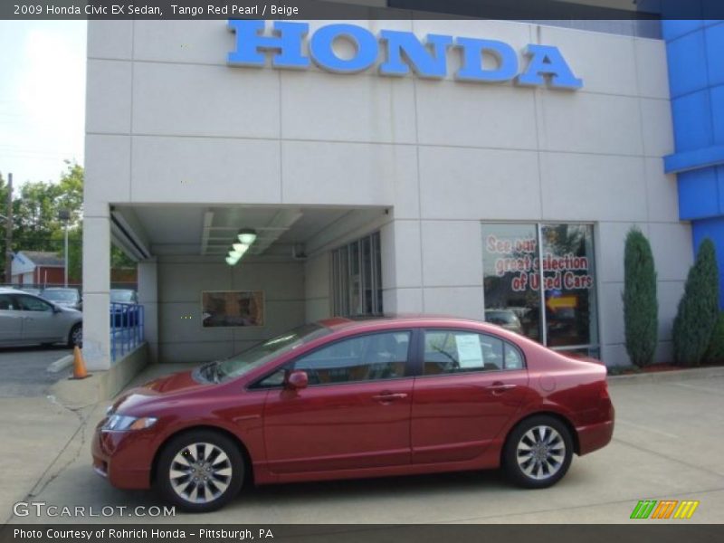 Tango Red Pearl / Beige 2009 Honda Civic EX Sedan