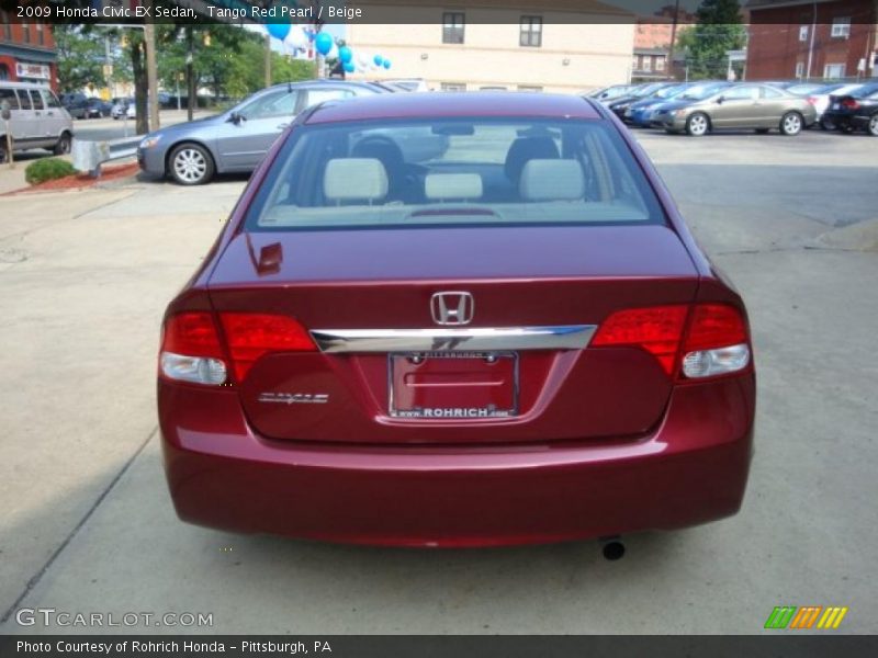 Tango Red Pearl / Beige 2009 Honda Civic EX Sedan
