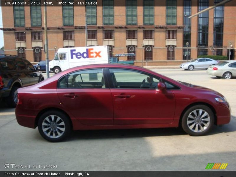 Tango Red Pearl / Beige 2009 Honda Civic EX Sedan