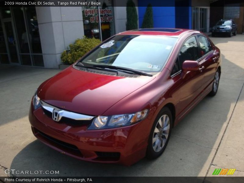 Tango Red Pearl / Beige 2009 Honda Civic EX Sedan