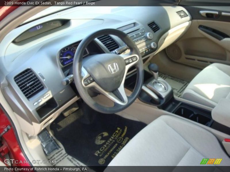 Tango Red Pearl / Beige 2009 Honda Civic EX Sedan
