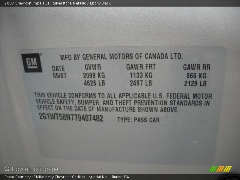 Silverstone Metallic / Ebony Black 2007 Chevrolet Impala LT
