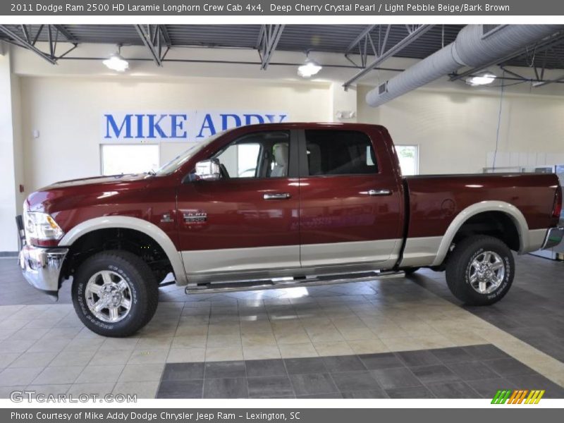 Deep Cherry Crystal Pearl / Light Pebble Beige/Bark Brown 2011 Dodge Ram 2500 HD Laramie Longhorn Crew Cab 4x4