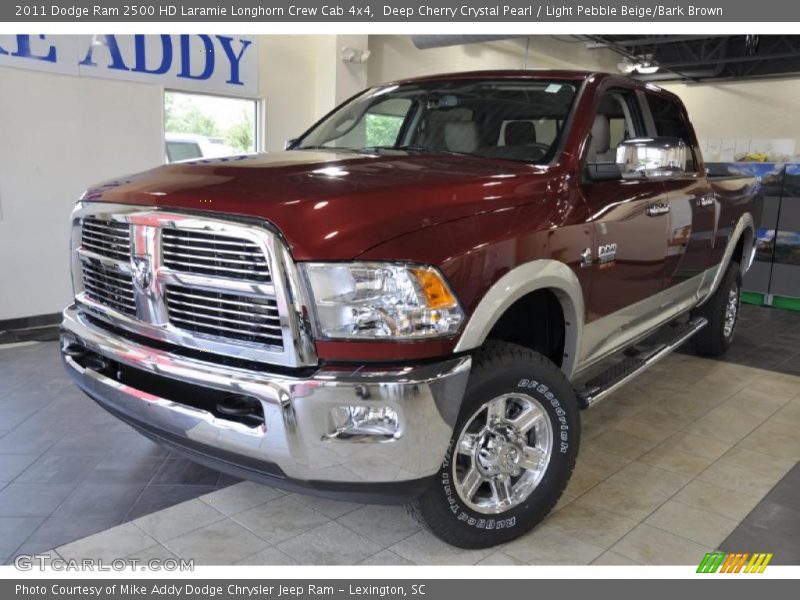 Deep Cherry Crystal Pearl / Light Pebble Beige/Bark Brown 2011 Dodge Ram 2500 HD Laramie Longhorn Crew Cab 4x4