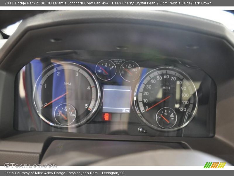 Deep Cherry Crystal Pearl / Light Pebble Beige/Bark Brown 2011 Dodge Ram 2500 HD Laramie Longhorn Crew Cab 4x4