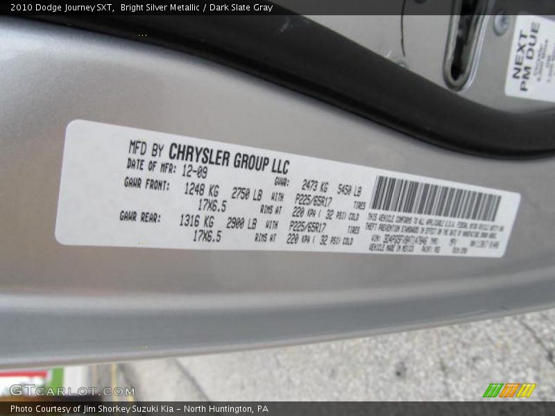 Bright Silver Metallic / Dark Slate Gray 2010 Dodge Journey SXT