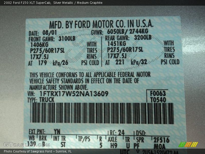 Silver Metallic / Medium Graphite 2002 Ford F150 XLT SuperCab