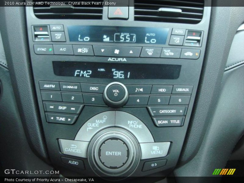 Controls of 2010 ZDX AWD Technology