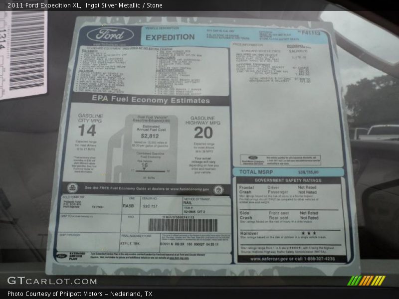  2011 Expedition XL Window Sticker