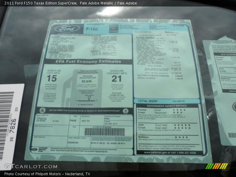 Pale Adobe Metallic / Pale Adobe 2011 Ford F150 Texas Edition SuperCrew