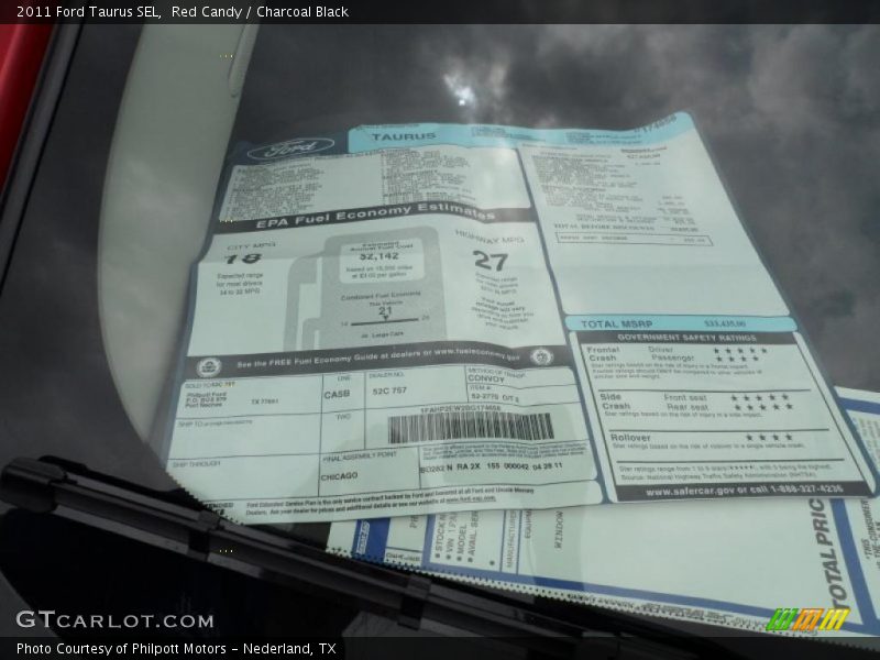 Red Candy / Charcoal Black 2011 Ford Taurus SEL