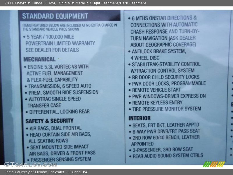 Gold Mist Metallic / Light Cashmere/Dark Cashmere 2011 Chevrolet Tahoe LT 4x4