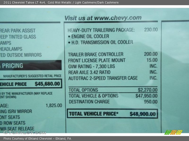 Gold Mist Metallic / Light Cashmere/Dark Cashmere 2011 Chevrolet Tahoe LT 4x4