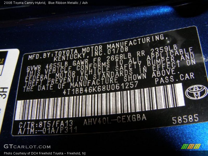 Blue Ribbon Metallic / Ash 2008 Toyota Camry Hybrid