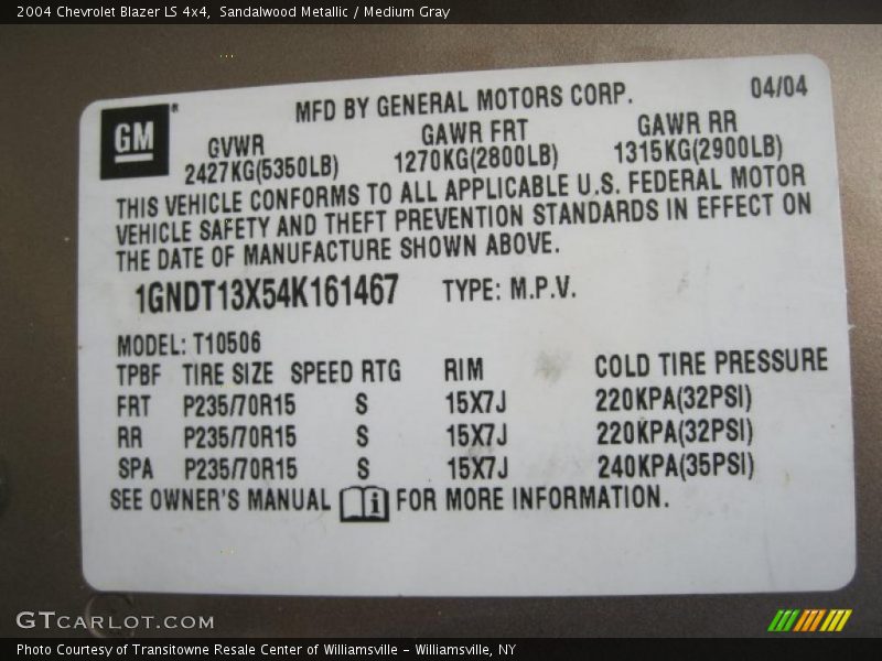 Sandalwood Metallic / Medium Gray 2004 Chevrolet Blazer LS 4x4